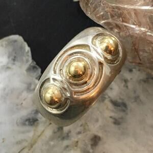 Carolyn Pollack Southwestern Style Sterling & 14K Gold Decorated Ring For Women